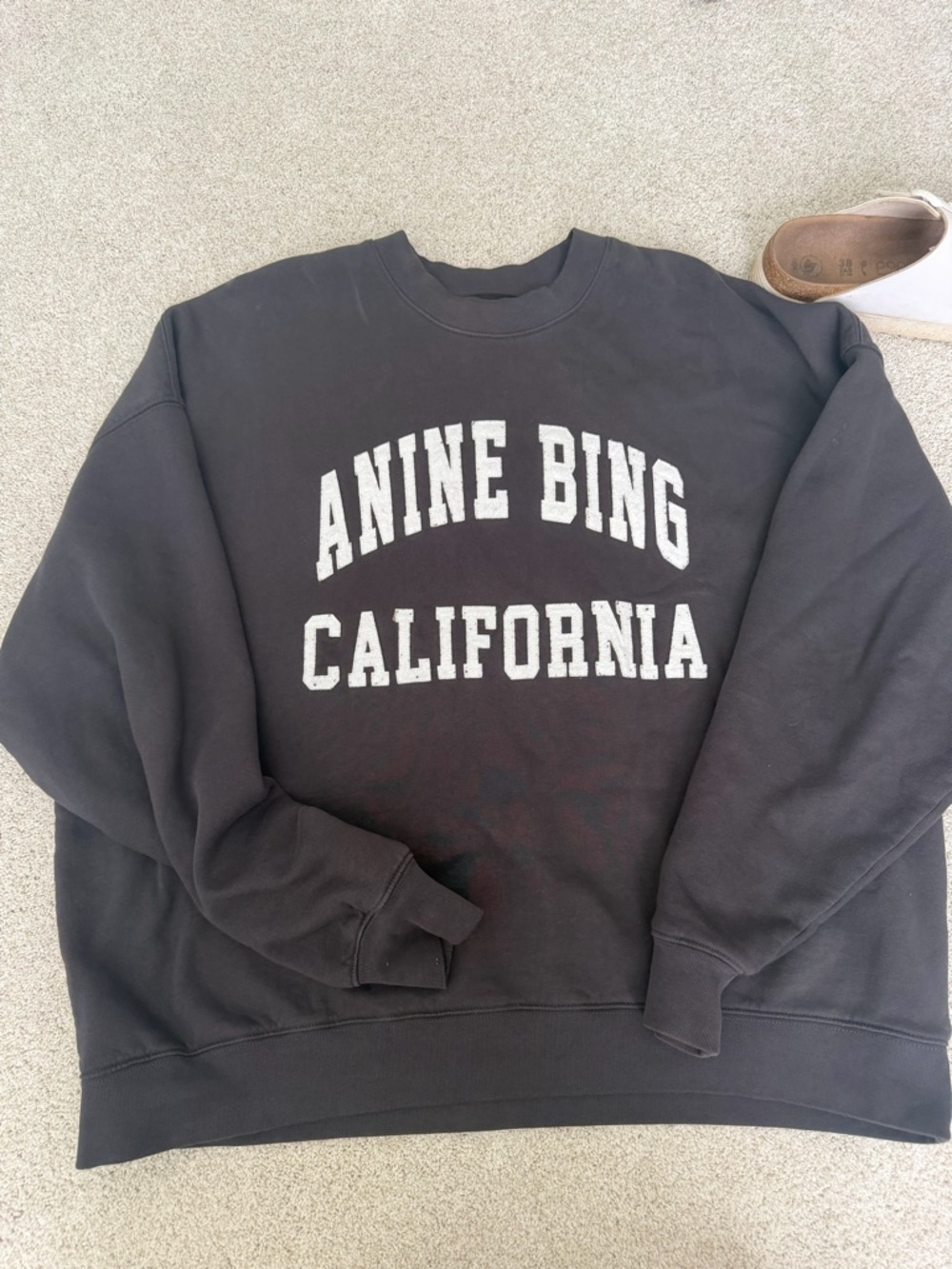 Anine Bing Black Crewneck Sweatshirt with White Logo - Picture 3 of 4